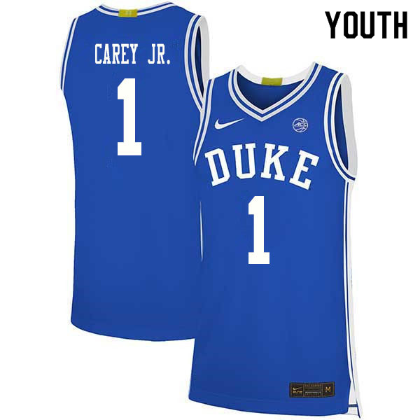 2020 Youth #1 Vernon Carey Jr. Duke Blue Devils College Basketball Jerseys Sale-Blue